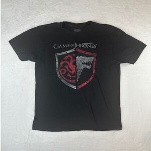 Game of Thrones Targaryen Stark Shield Graphic T-Shirt Black Mens Medium